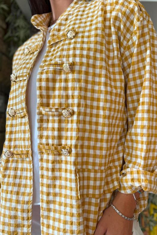 Nonni Gingam Napoleon Jacket Mustard